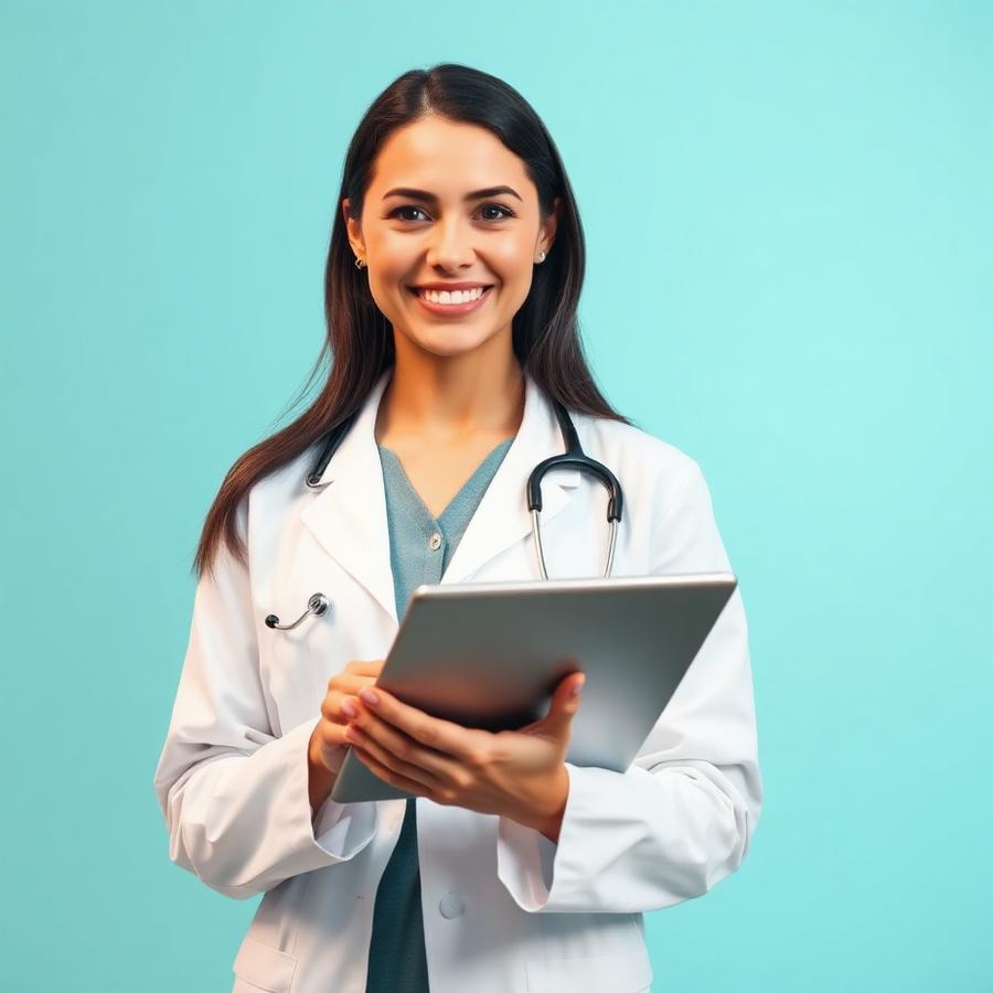 Doctor using the MediFlow AI platform on a tablet